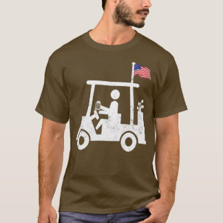 Beer Golfer Golf Cart med amerikanska Flagga USA T Shirt