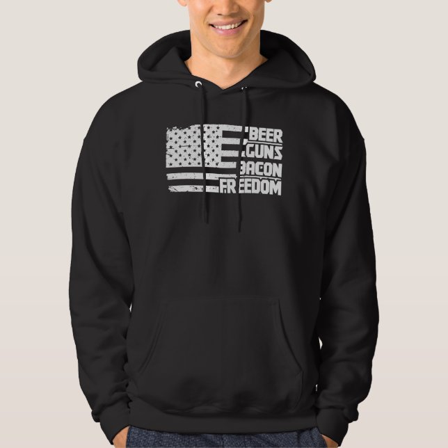 Beer Guns Bacon Freedom America Hoodie (Framsida)