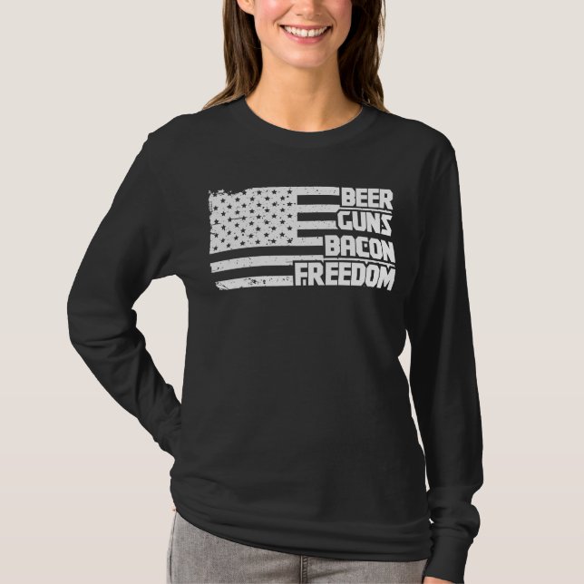 Beer Guns Bacon Freedom America T Shirt (Framsida)