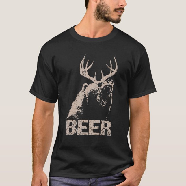 Beer Hjort Bear Essential Hunter Gift Kärlek Funny T Shirt (Framsida)
