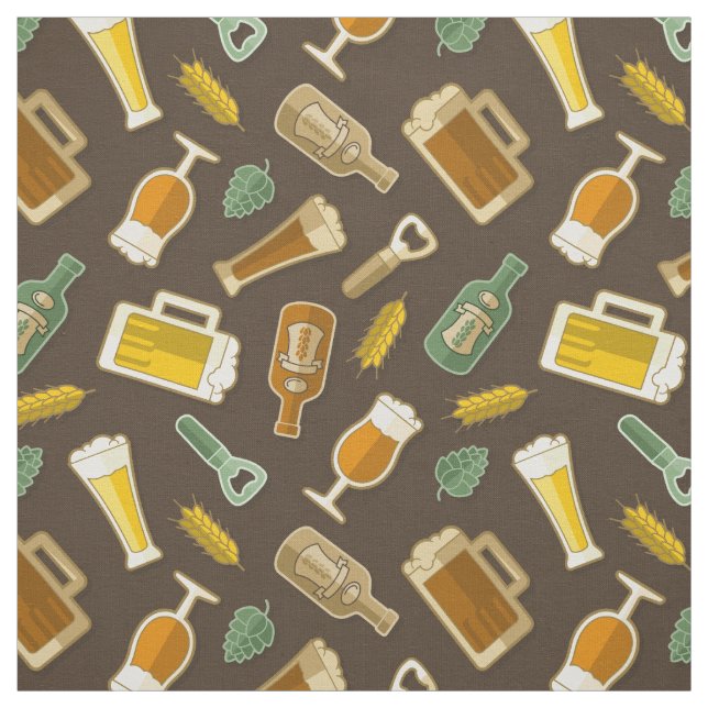 Beer Icons Mönster Fabric Tyg (Provkarta)