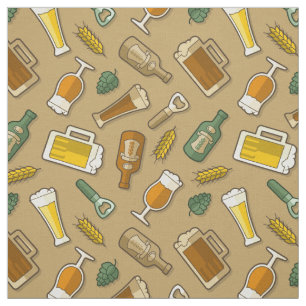 Beer Icons Mönster Fabric Tyg