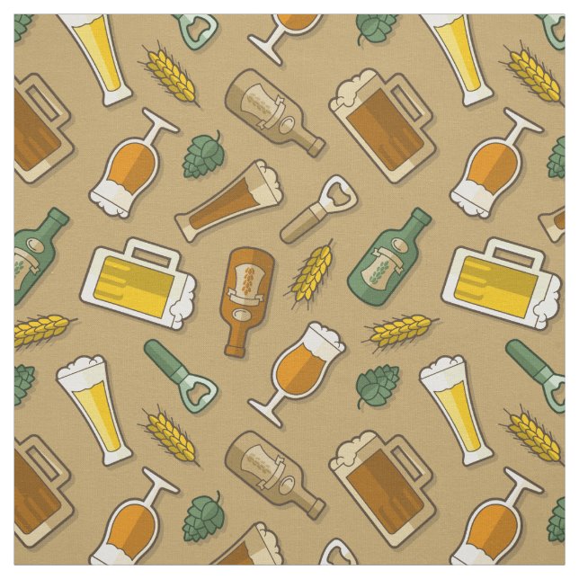 Beer Icons Mönster Fabric Tyg (Provkarta)