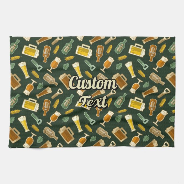 Beer Icons Mönster Kitchen Towel Kökshandduk (Horisontell)