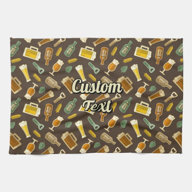 Beer Icons Mönster Kitchen Towel Kökshandduk (Horisontell)