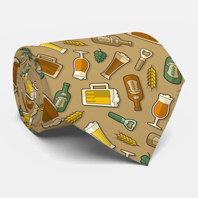 Beer Icons Mönster Neck Tie Slips (Rullad)