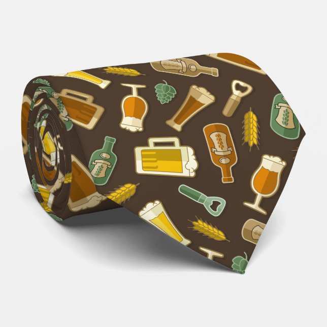 Beer Icons Mönster Neck Tie Slips (Rullad)