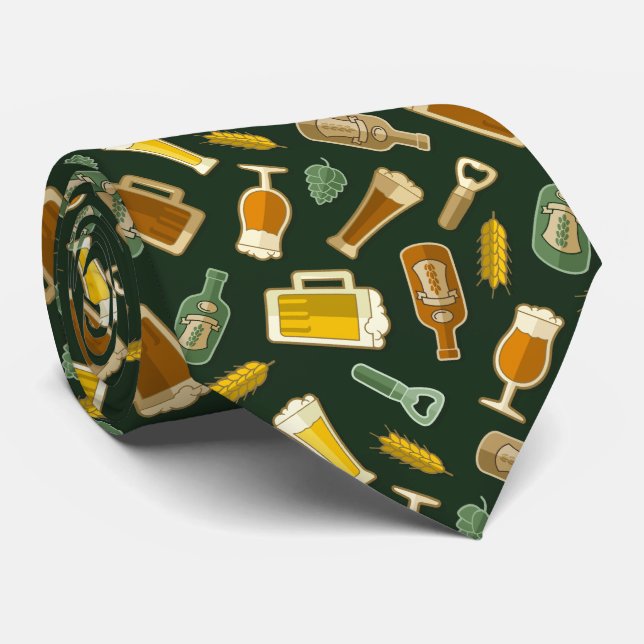 Beer Icons Mönster Neck Tie Slips (Rullad)
