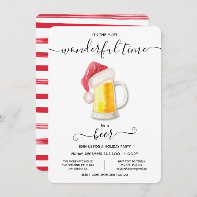 Beer-inbjudan till Julfest under jul Inbjudningar (Fram/baksida)