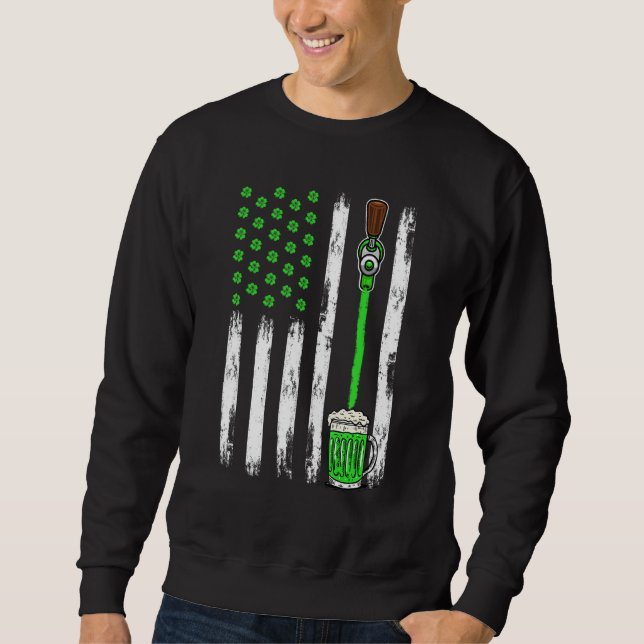 Beer Irish American Flagga Shamrock St Patrick S D Lång Ärmad Tröja (Framsida)