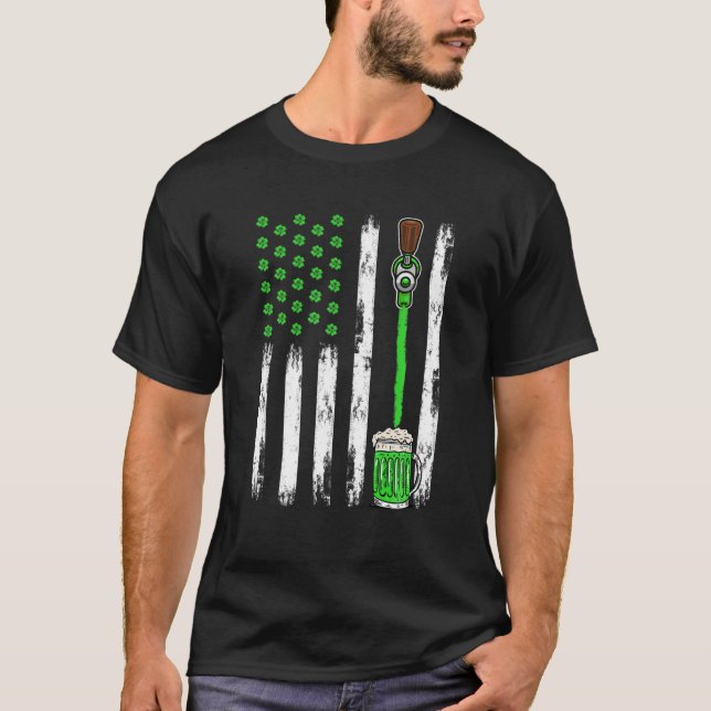Beer Irish Flagga Shamrock St patrick's day T Shirt (Framsida)