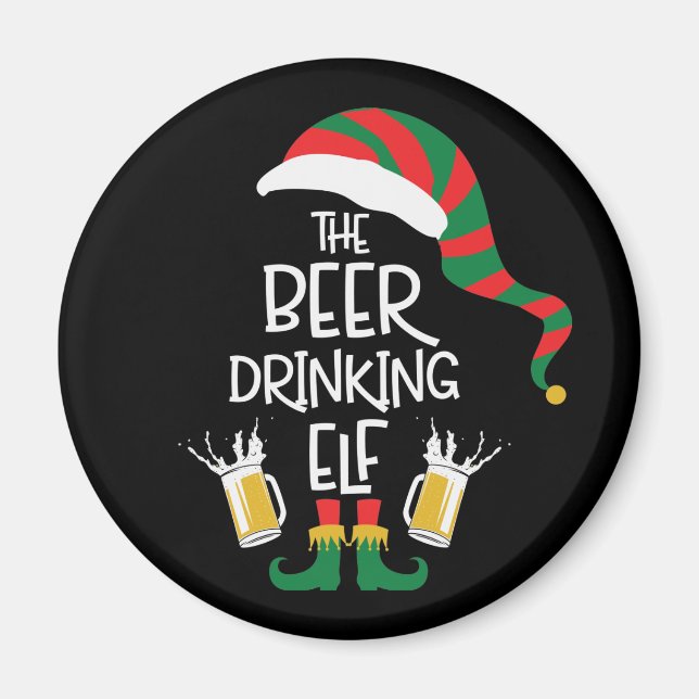 Beer jul Elf Funny Typography Helgdag Magnet (Framsidan)
