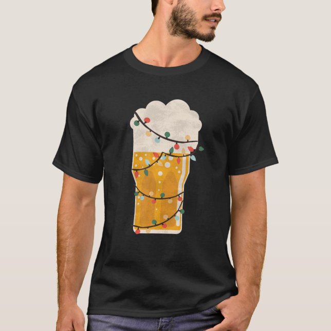 Beer Julgran Ljus dricker lustig alkohol T Shirt (Framsida)