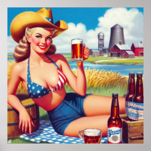 Beer Land Pin-up Poster