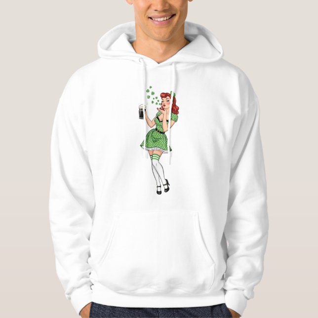 Beer Loving Irish Pin Up Hoodie (Framsida)