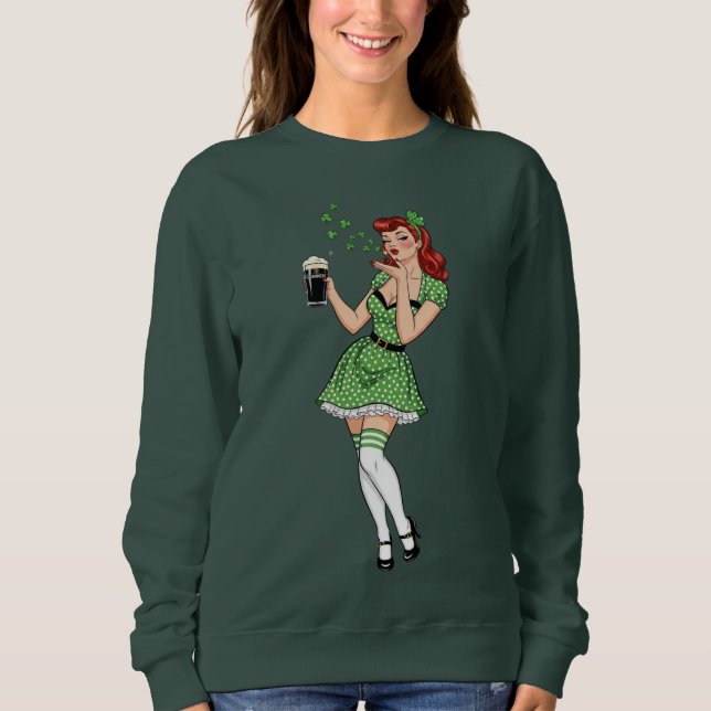 Beer Loving Irish Pin Up T Shirt (Framsida)