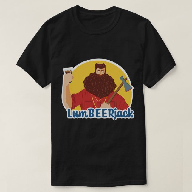 Beer LumBEERjack Bearded Lumberjack Beer Drinker T Shirt (Design framsida)