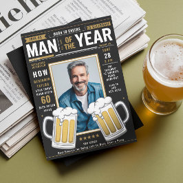 Beer Magazine Cover Funny Manar Vuxen Birthday Pho Inbjudningar