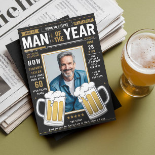 Beer Magazine Cover Funny Manar Vuxen Birthday Pho Inbjudningar