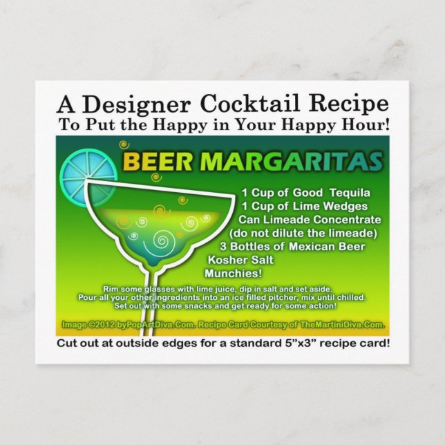 Beer Margarita Recipe-vykort Vykort (Framsida)