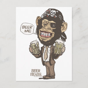 Beer Me Chimp Pirat av Mudge Studios Vykort