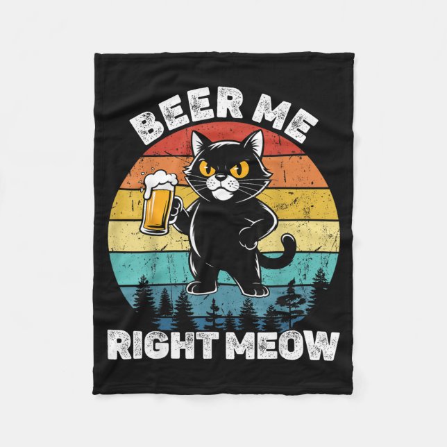 Beer Me Right Meow Funny Cat Drinking Humor  Fleecefilt (Framsidan)
