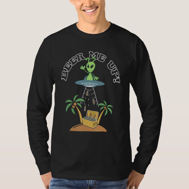 Beer Me Up Cute  Alien Pool Party Summer T Shirt (Framsida)