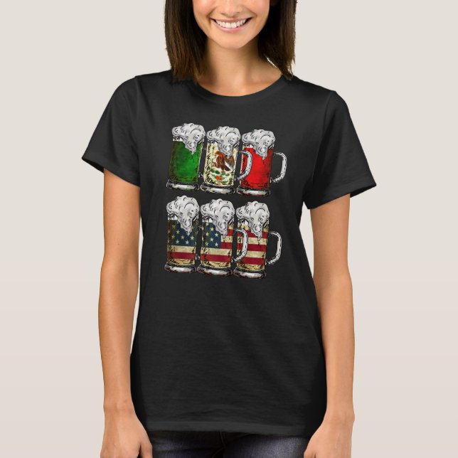 Beer Mexican American Flagga Cinco de Mayo Manar D T Shirt (Framsida)