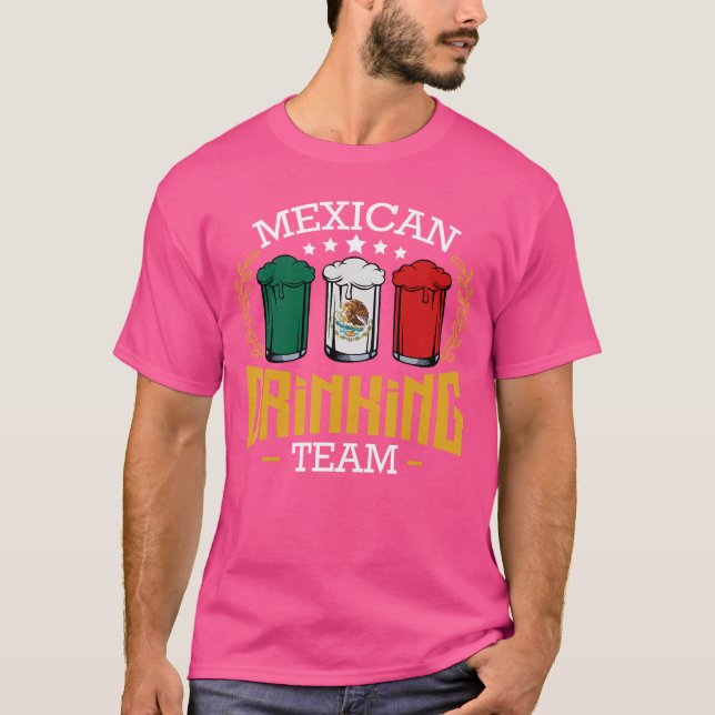 Beer Mexican Drinking Team Mexico Flag Funny Beer  T Shirt (Framsida)