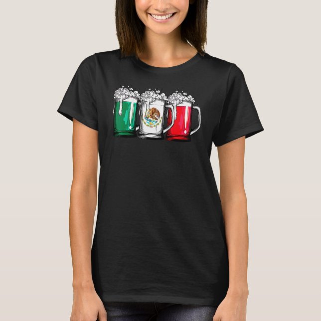 Beer Mexican Flagga Cinco De Mayo Women Mexiko T Shirt (Framsida)