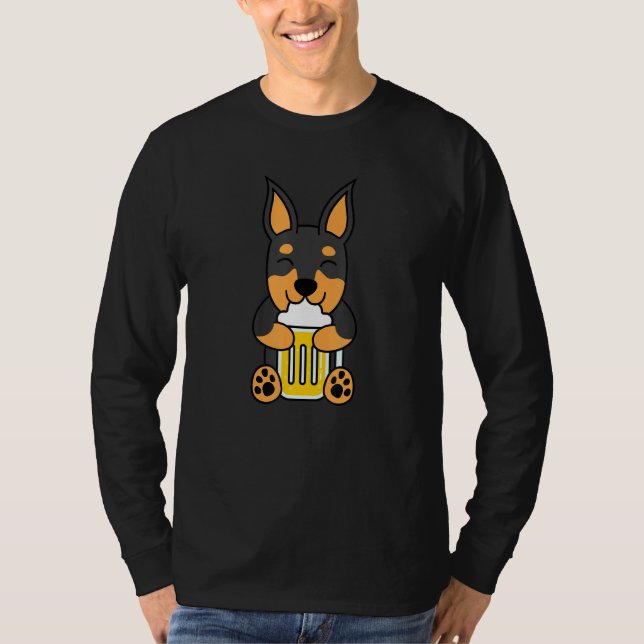 Beer Miniature Pinscher Hund T Shirt (Framsida)