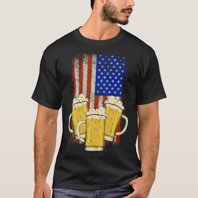 Beer Mug American Flag Craft Beer Beer  Brewer T Shirt (Framsida)