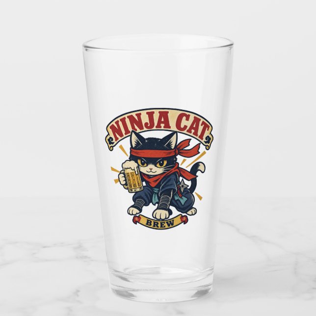 Beer Mug Design - Ninja Cat Brew - Glaskopp (Framsida)