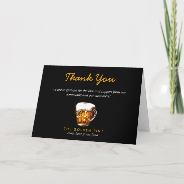 Beer Mug Logo Brewery Bar Reopening Thank You Card Tack Kort (Framsida)