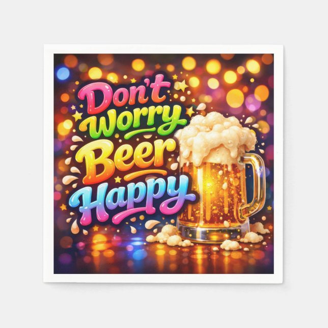 Beer Mug With Neon Rainbow Quote Pappersservett (Framsidan)
