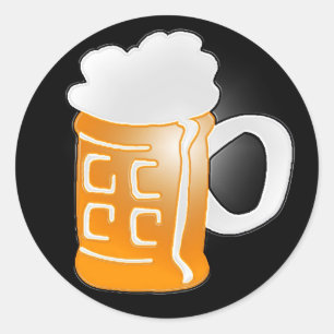 Beer Mugg Design, svart bakgrund Runt Klistermärke