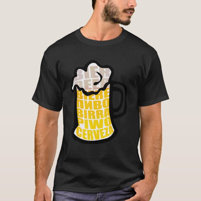 Beer Mugg Drinking Foam Cerveza Internationell Öl T Shirt (Framsida)