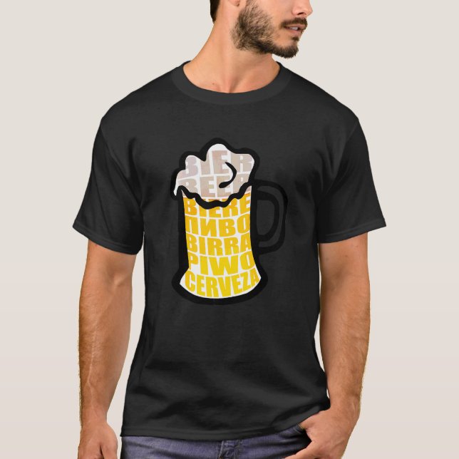 Beer Mugg Drinking Foam Cerveza Internationell Öl T Shirt (Framsida)