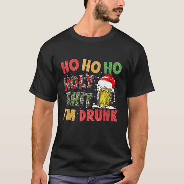 Beer Mugg jul Santa Hat Reindeer Funny Julafton L T Shirt (Framsida)