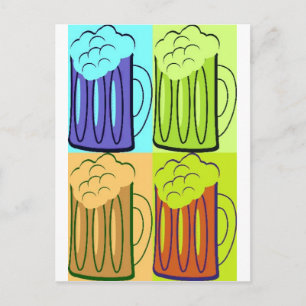 Beer Mugg Pop Art Vykort