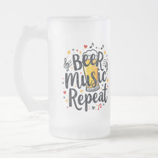 Beer Music Repeat Frostat Ölglas