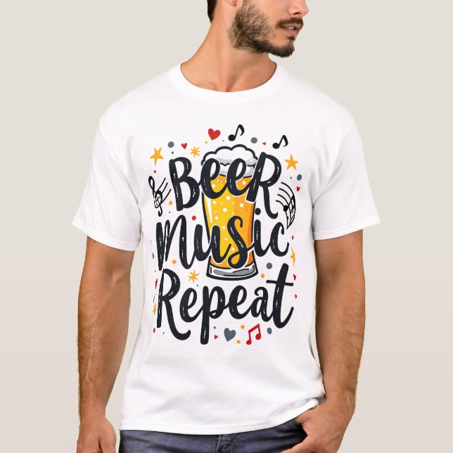 Beer Music Repeat T Shirt (Framsida)