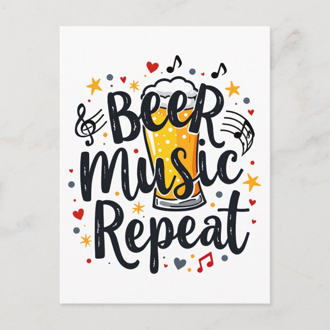 Beer Music Repeat Vykort (Framsida)