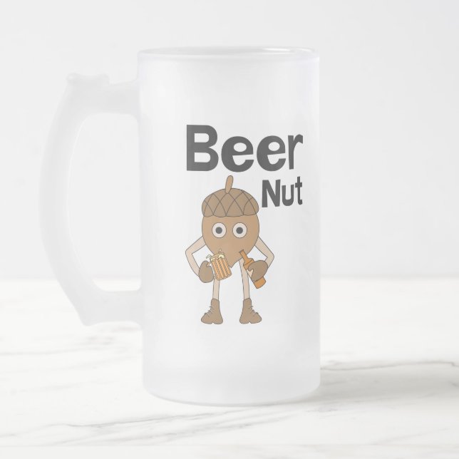 Beer Nöt Text Frostat Ölglas (Vänster)