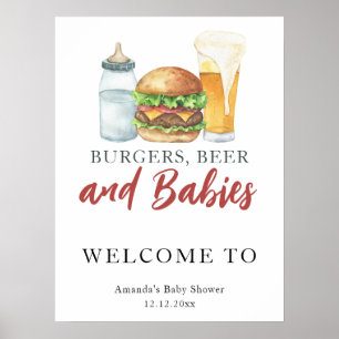 Beer- och burgers babydusch poster