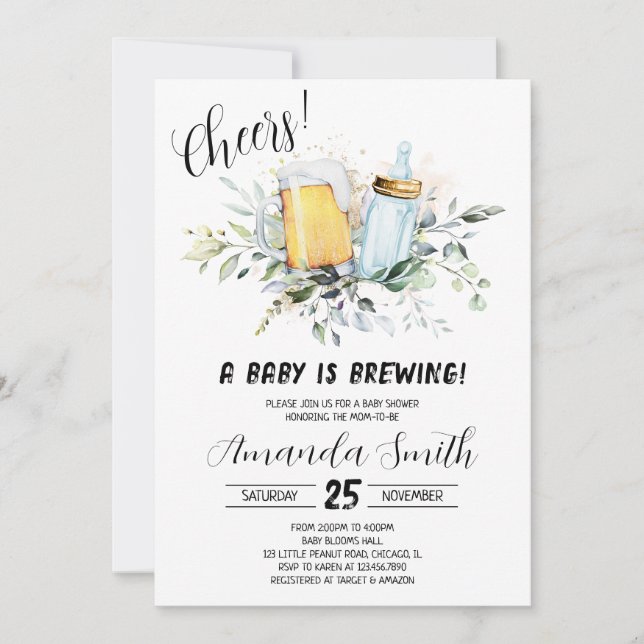 Beer och Flaska Baby Shower Inbjudningar (Framsida)
