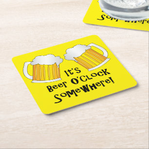 Beer O'Clock Sol är Över Yardarm Funny Underlägg Papper Kvadrat