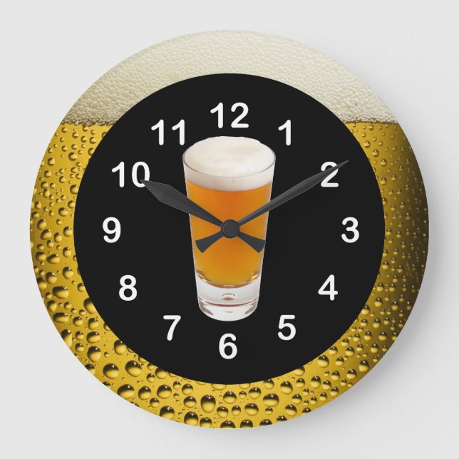 Beer O'Clock Wall Clock Guld Amber Stor Klocka (Framsida)