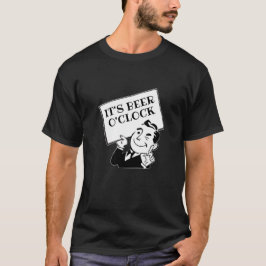 Beer O'klocka retro och konst lustig svart och vit T Shirt