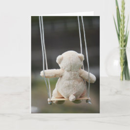 Beer op Schommel in beweging. Helgkort